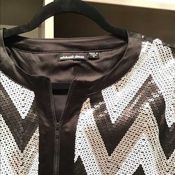 Michael Simon Zigzag-Sequined Jacket- size M - Picture 5 of 6